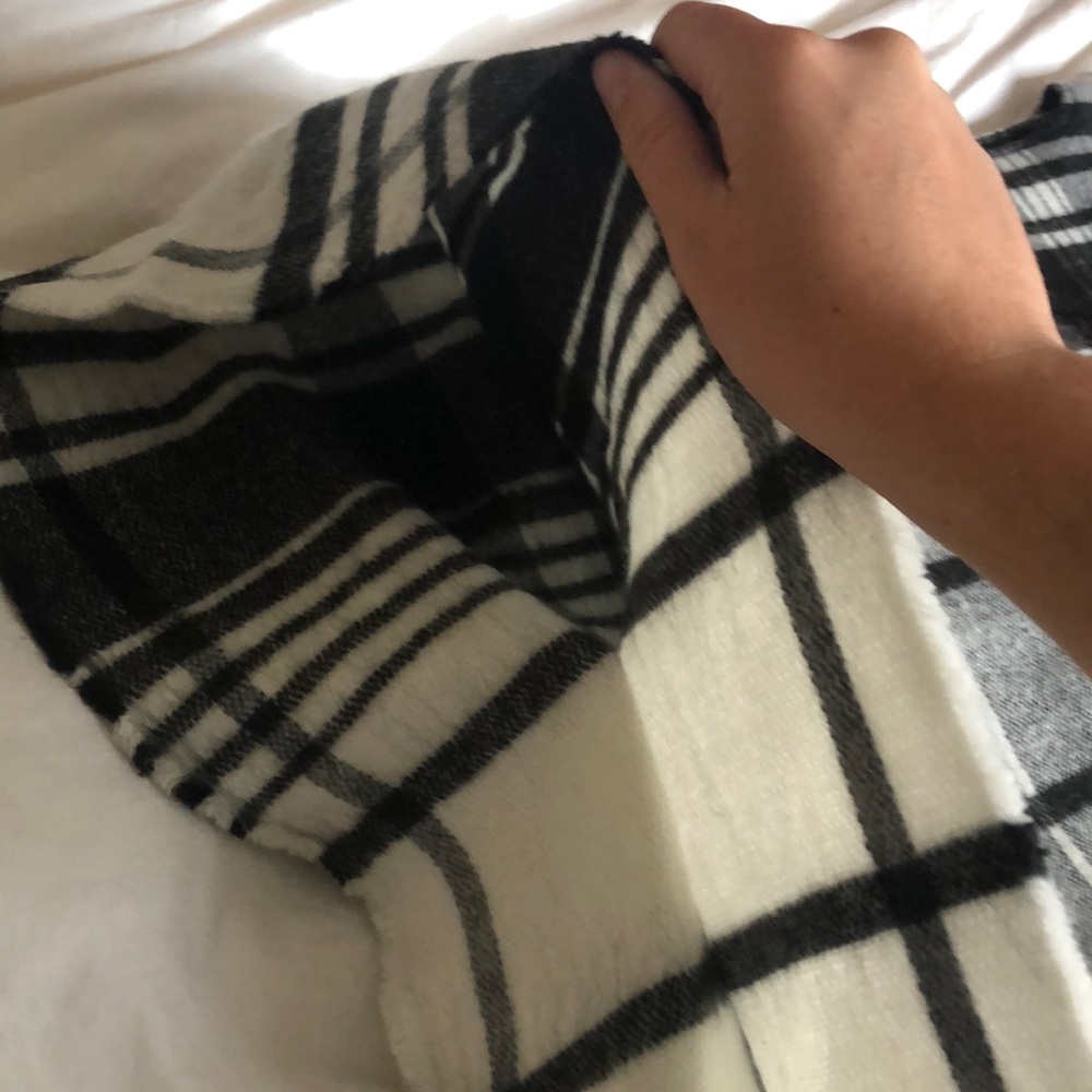 Women's Plus Plaid Poncho - Black One Size - Picture 2 of 5
